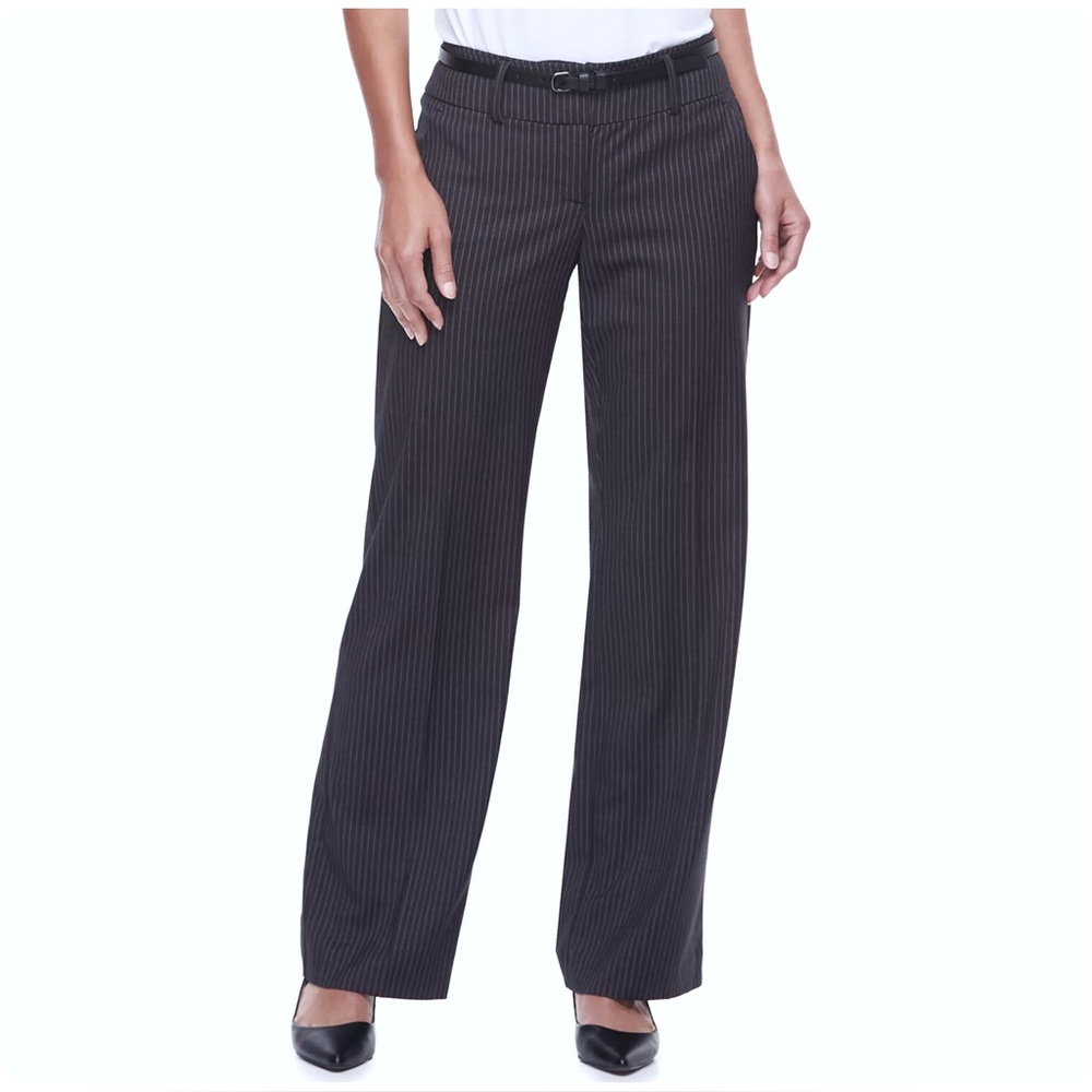 NWT Apt. 9 : size 12L : striped belted relaxed leg office business trouser pants